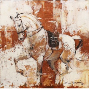 Shan Amrohvi, 12 x 12 inch, Acrylic On Canvas, Horse Painting, AC-SA-145